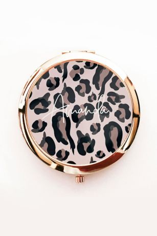 Personalized Leopard Print Compact Mirror